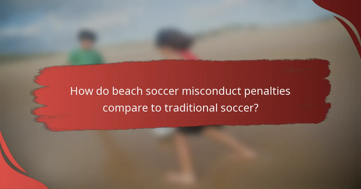 How do beach soccer misconduct penalties compare to traditional soccer?